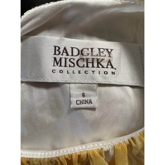 Badgley Mischka Yellow Floral  Sleeveless Paradiso Dress, Size 6, NWT - Picture 5 of 6